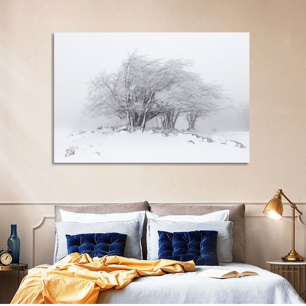 Rime Coated Winter Trees Wall Art in a room, landscape