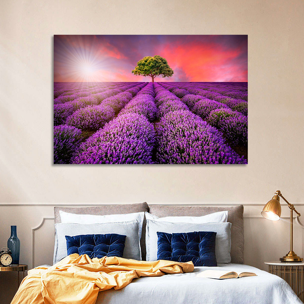 Sunset Over Lavender Fields Wall Art