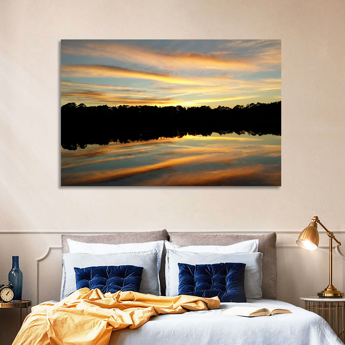 Lake Charles Golden Sunset Wall Art