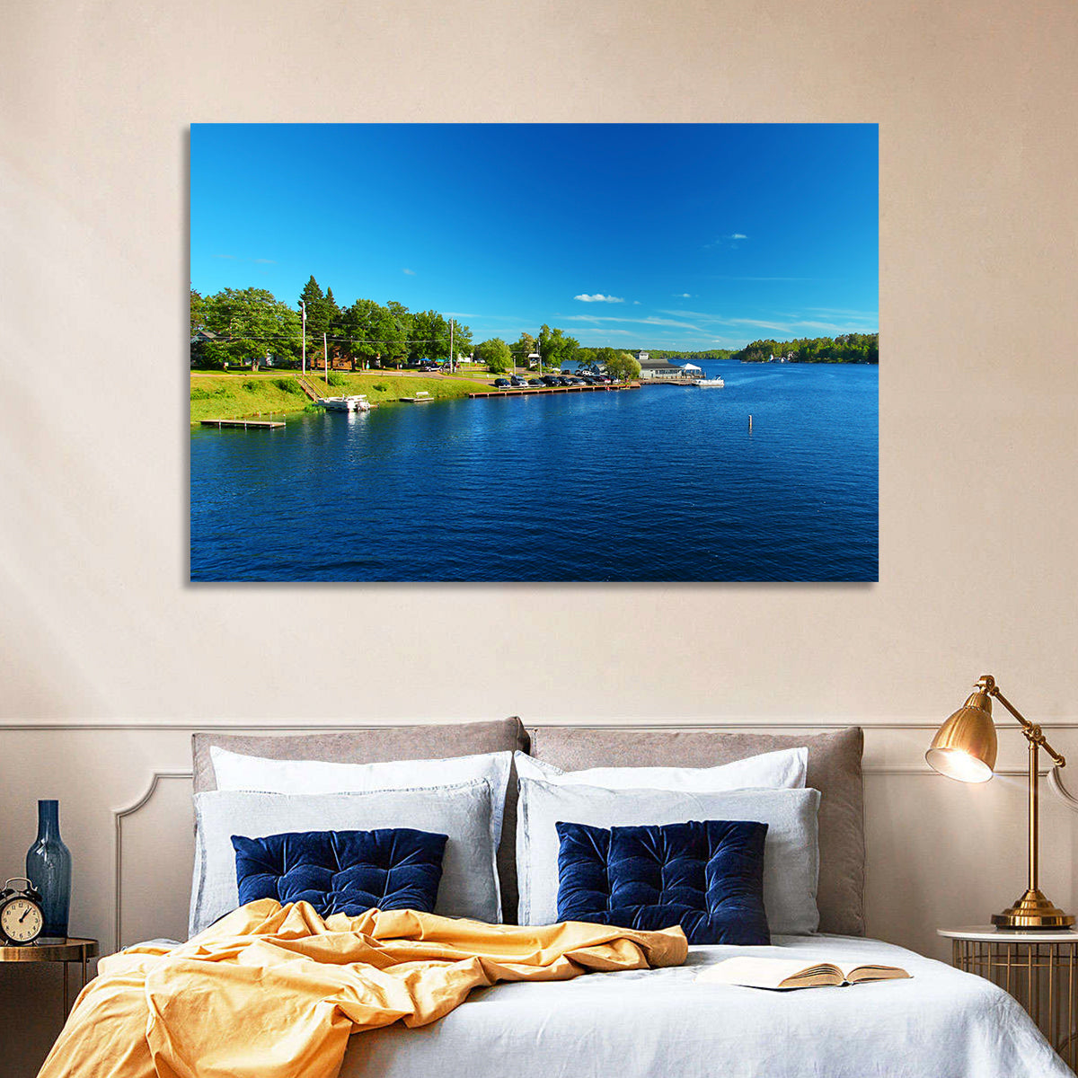 Lake Minocqua Wall Art in a room, landscape