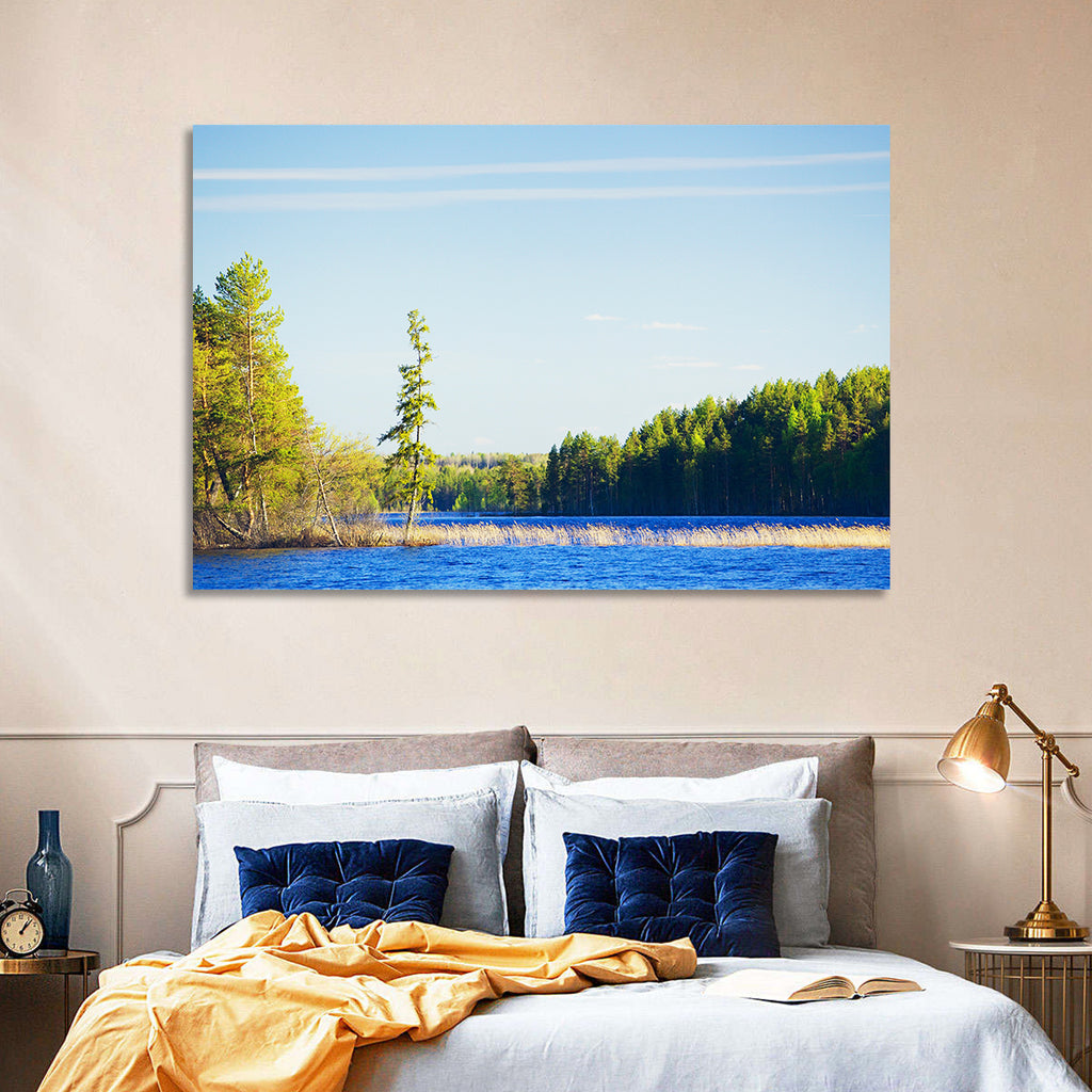 Summer Forest Lake Shoreline Wall Art