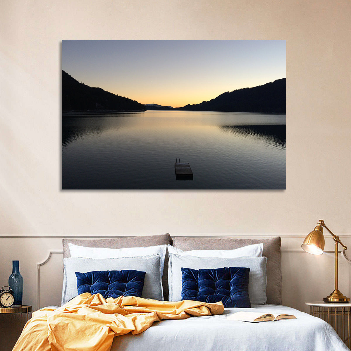 Lake Cushman Dock at Dusk Wall Art