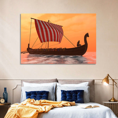 Viking Longship at Dusk Wall Art