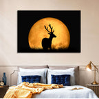 Buck Silhouette Under Red Moon Wall Art