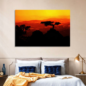 African Sunset Landscape Wall Art