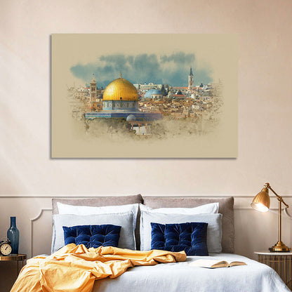 Dome of the Rock Watercolor Study Wall Art