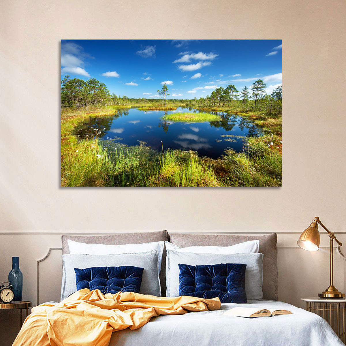 Viru Bogs Reflections Wall Art in a room, landscape