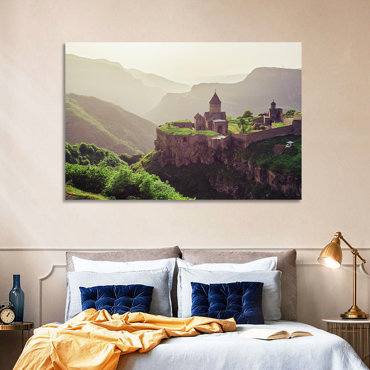 Tatev Monastery at Golden Hour Wall Art in a room, landscape