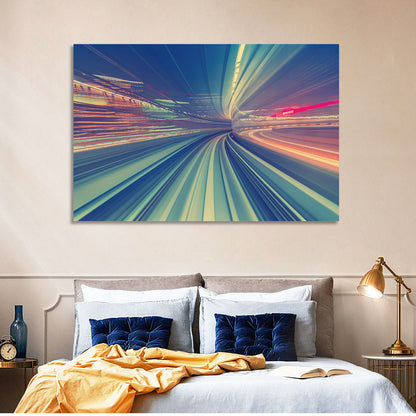 Monorail Night Light Trails Wall Art