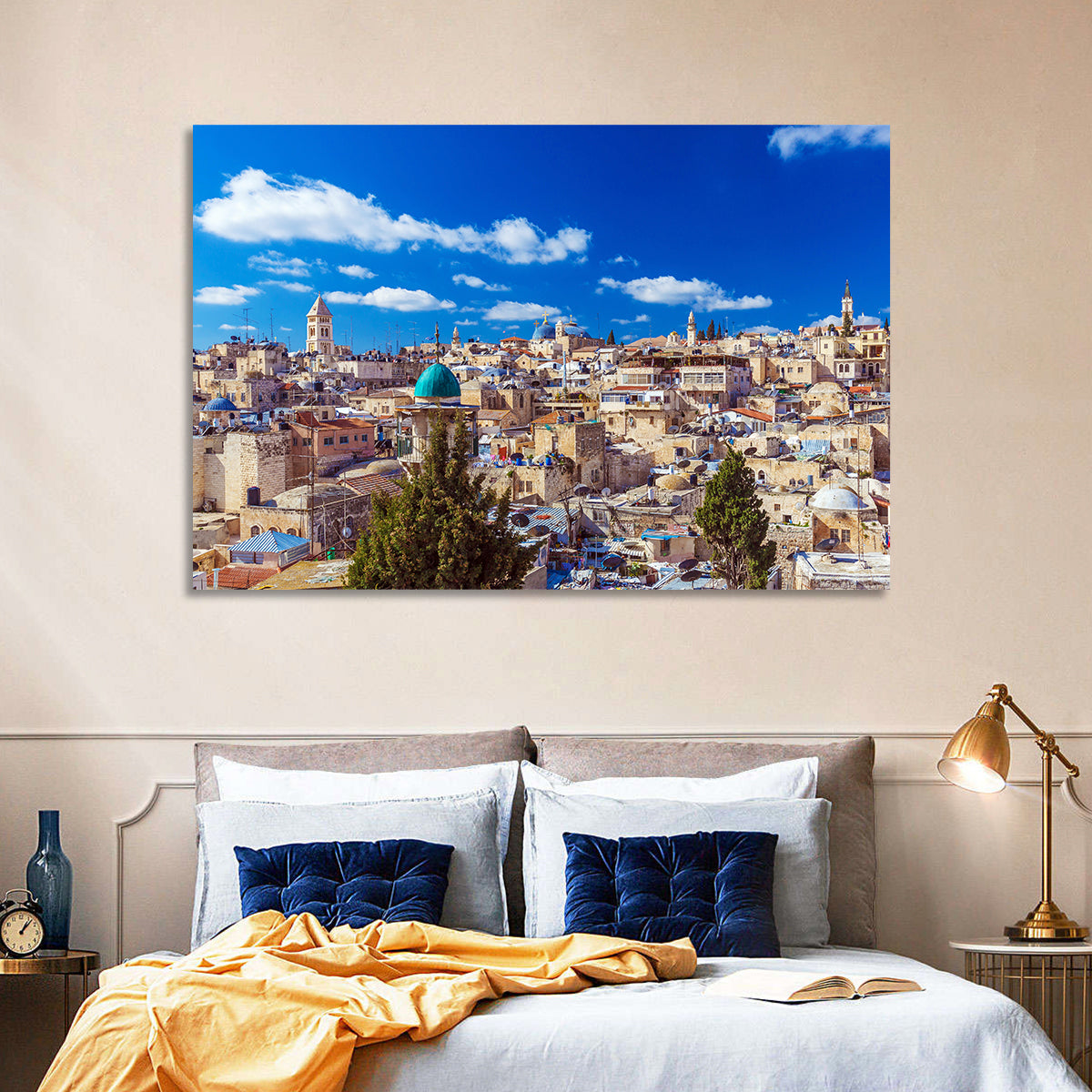 Jerusalem Old City Rooftops Wall Art in a room, landscape