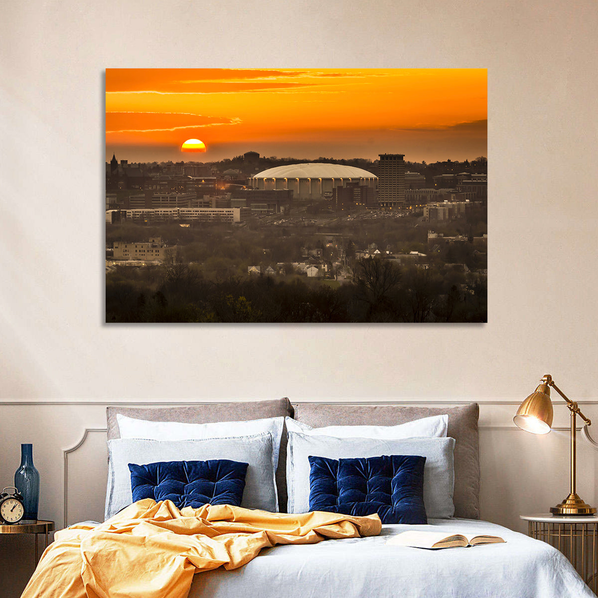 Syracuse University Hill Skyline Wall Art in a room, landscape