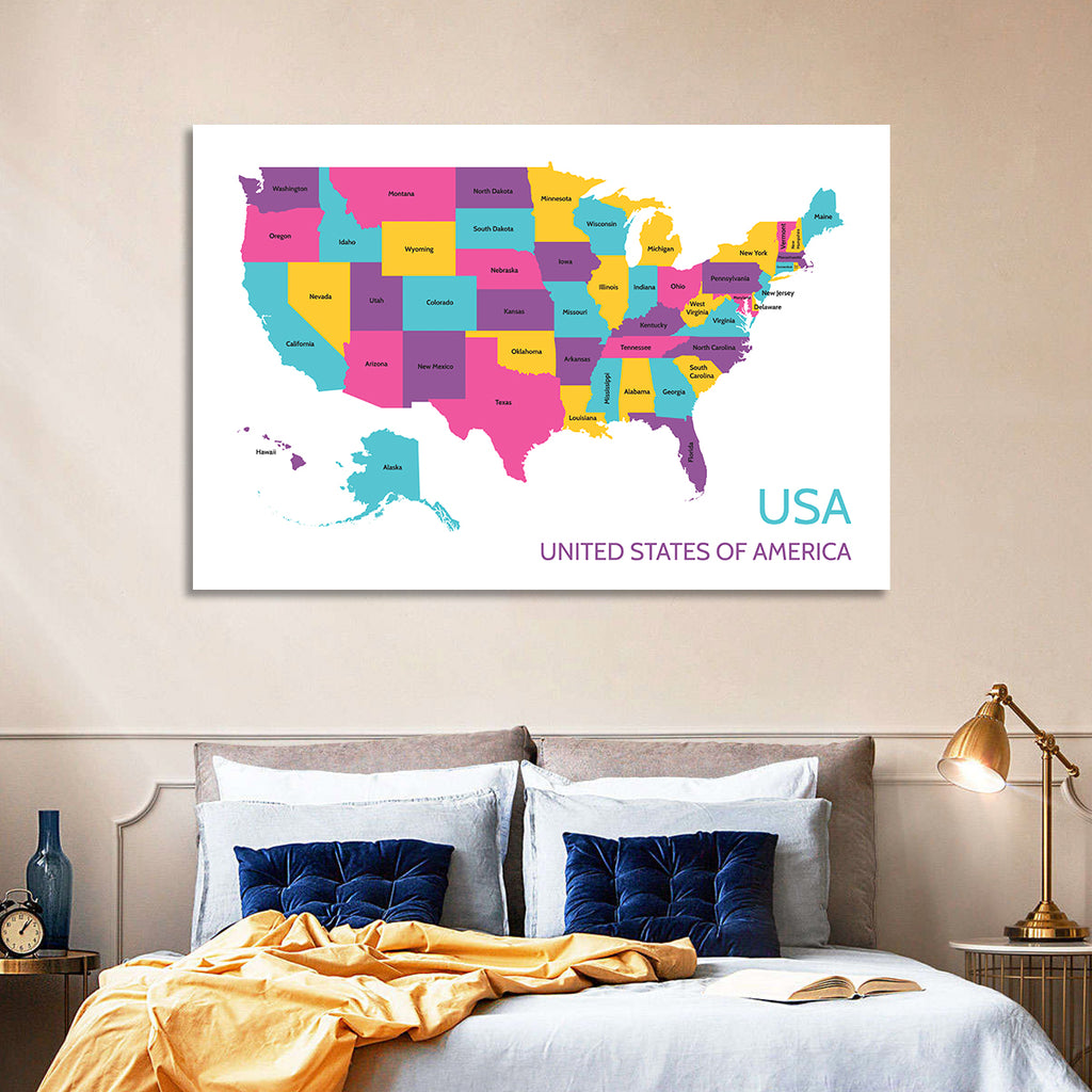 Detailed United States Map Wall Art