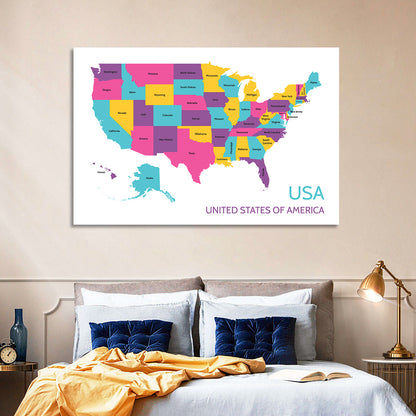 Detailed United States Map Wall Art