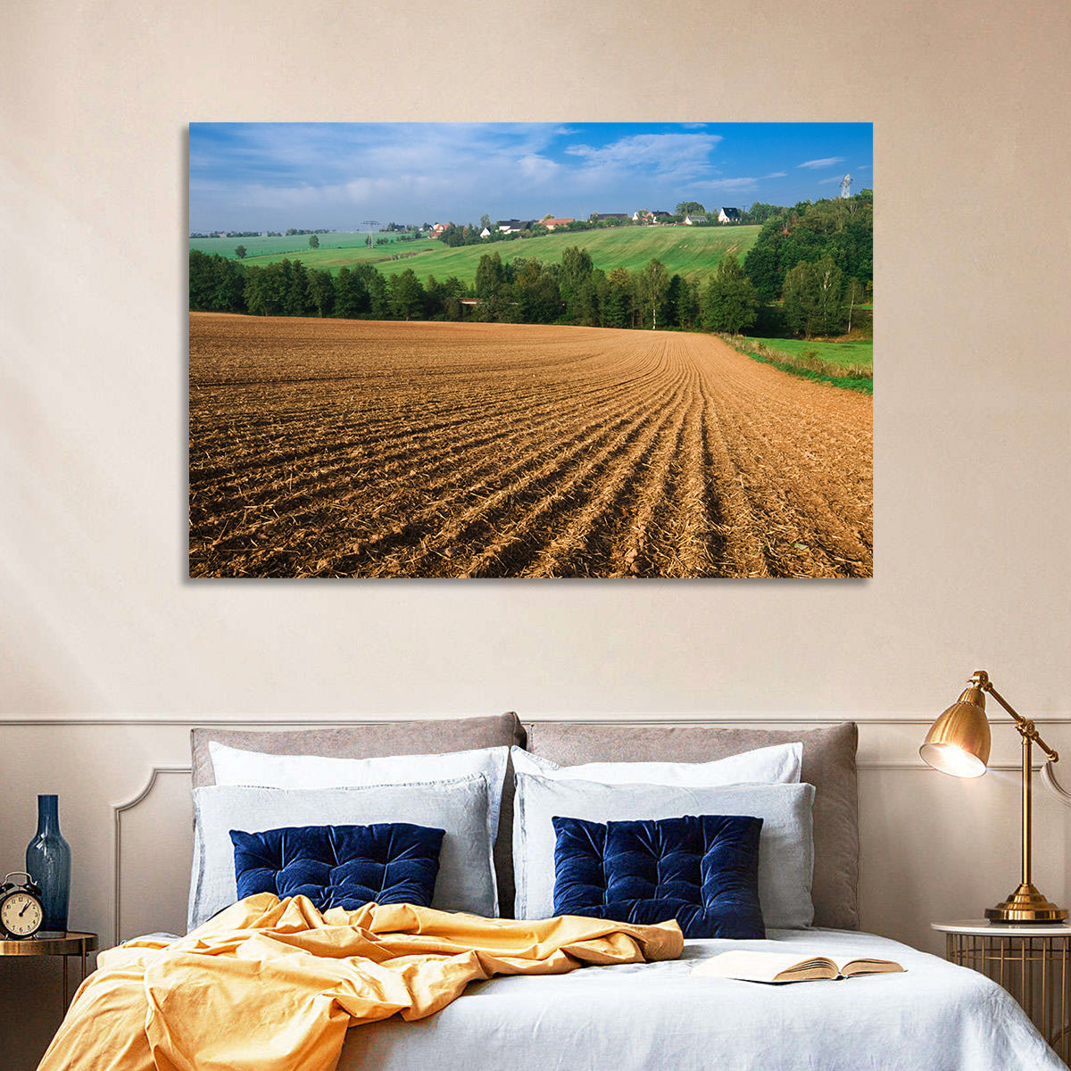 Kansas Wheat Fields Wall Art in a room, landscape