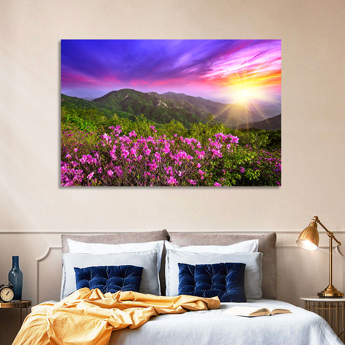 Hwangmaesan Mountain Sunset Wall Art in a room, landscape