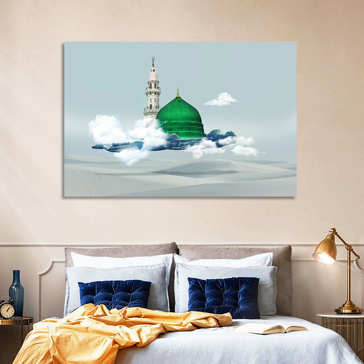 Green Dome of Al-masjid An-nabawi Wall Art in a room, landscape