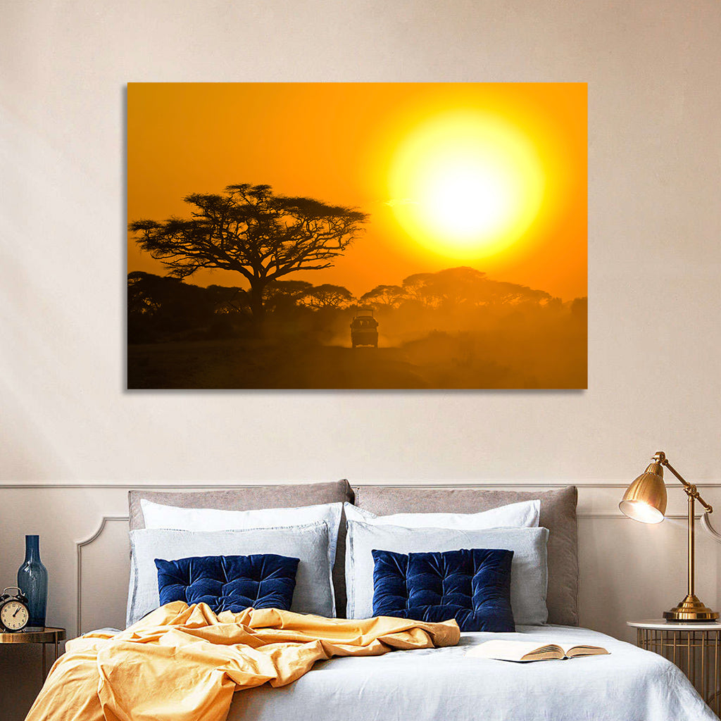 Jeep on Savannah at Sunset Wall Art