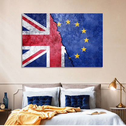 Divided Union Jack and Eu Flag Wall Art