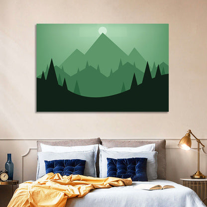 Geometric Mountain Sunset Illustration Wall Art