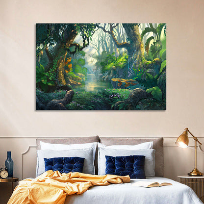 Sunlit Jungle River Wall Art