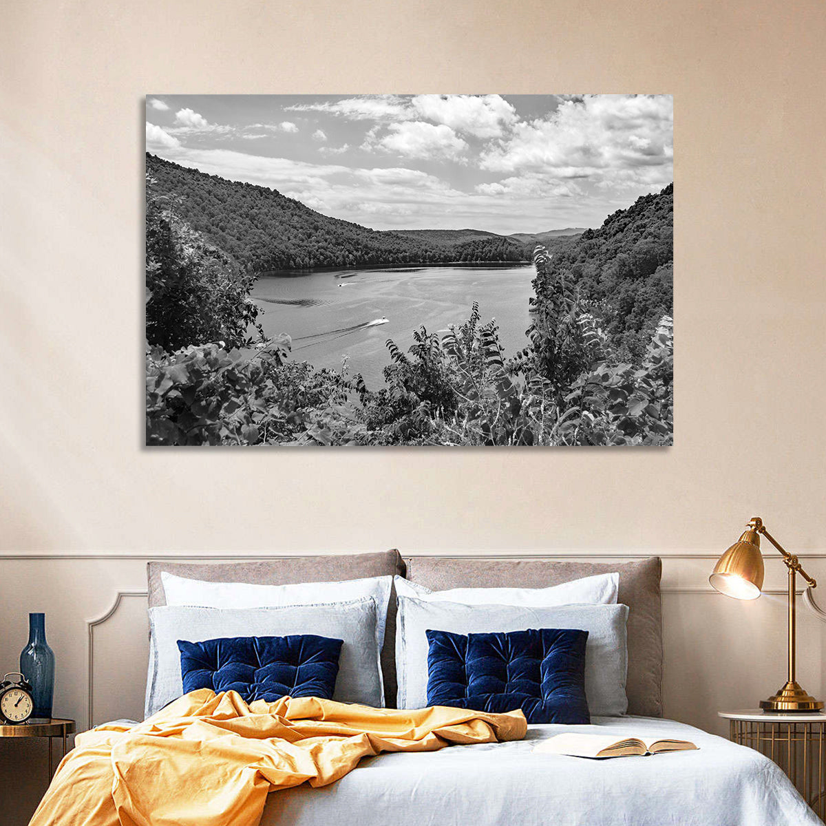 Lake Moomaw Wall Art in a room, landscape
