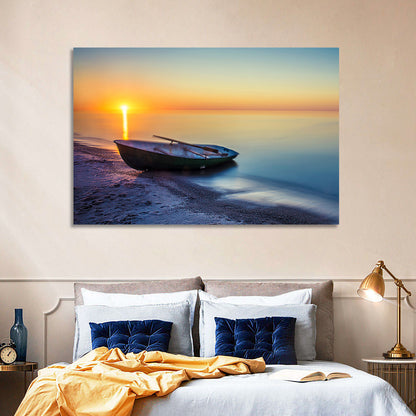 Rowboat Sunrise Seascape Wall Art
