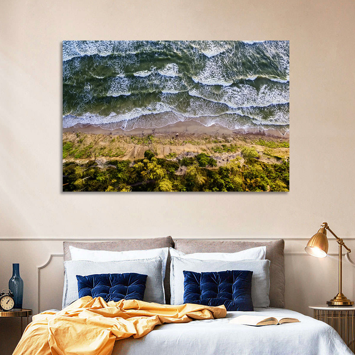 Aerial Waves Over Sandy Cliff Wall Art