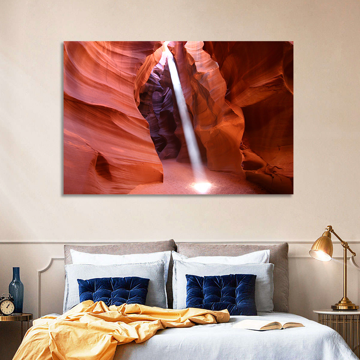 Antelope Canyon Light Beam Wall Art in a room, landscape