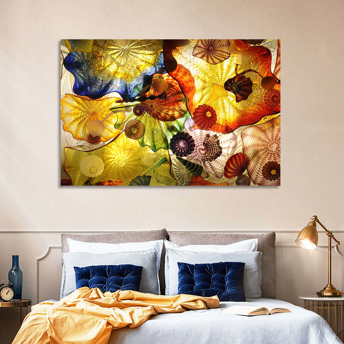 Kaleidoscopic Glass Ceiling Abstract Wall Art in a room, landscape