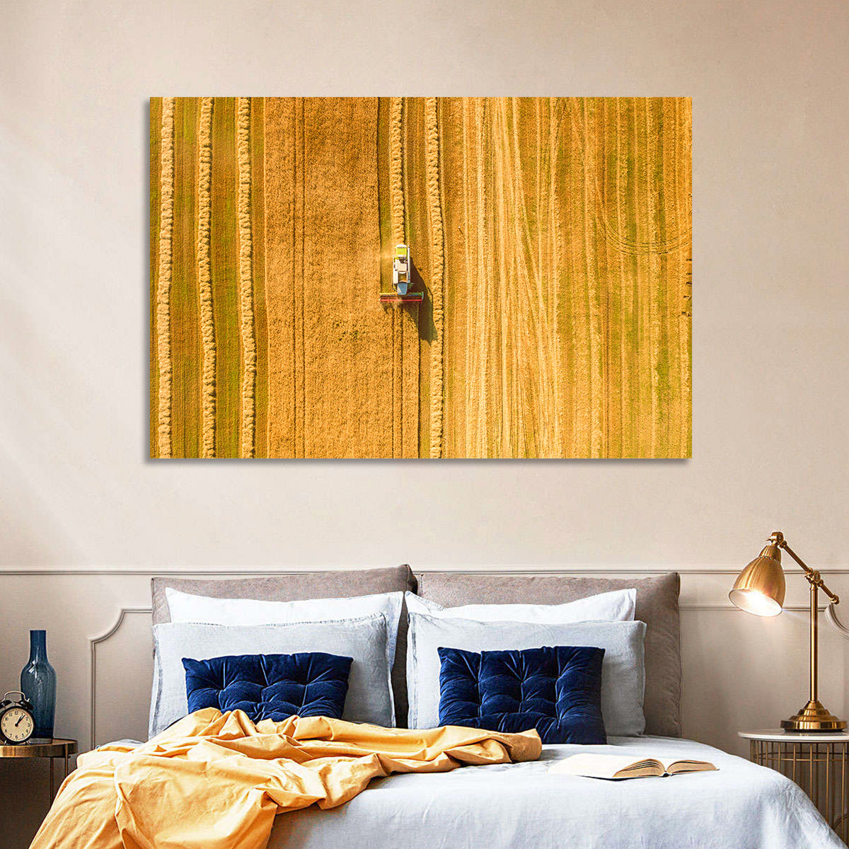 Aerial Wheat Harvest Wall Art