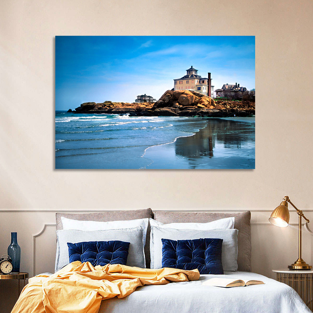 Cape Ann Beach Wall Art in a room, landscape