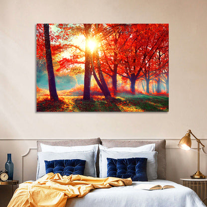 Autumn Park Sunrise Wall Art