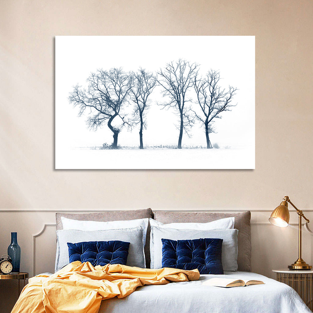 Four Bare Trees in Winter Wall Art