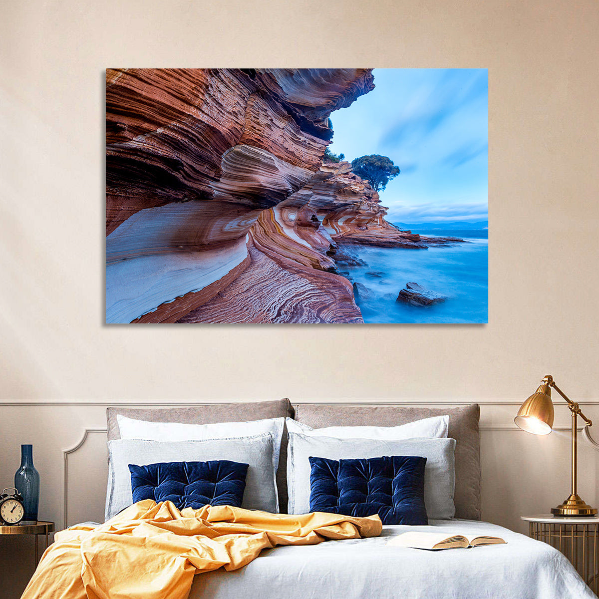 Painted Cliffs, Maria Island Wall Art in a room, landscape