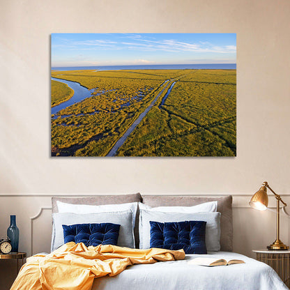Delaware Bay Marshland Aerial Wall Art
