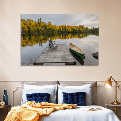 Ontario Autumn Lake Dock Wall Art