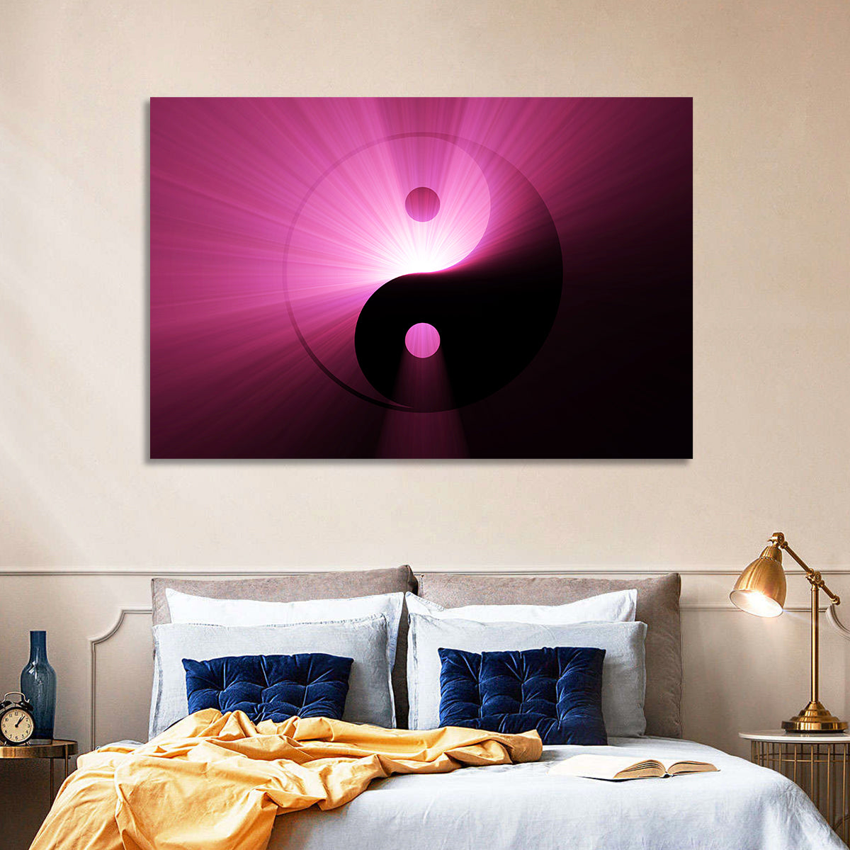 Magenta Yin Yang Symbol Wall Art