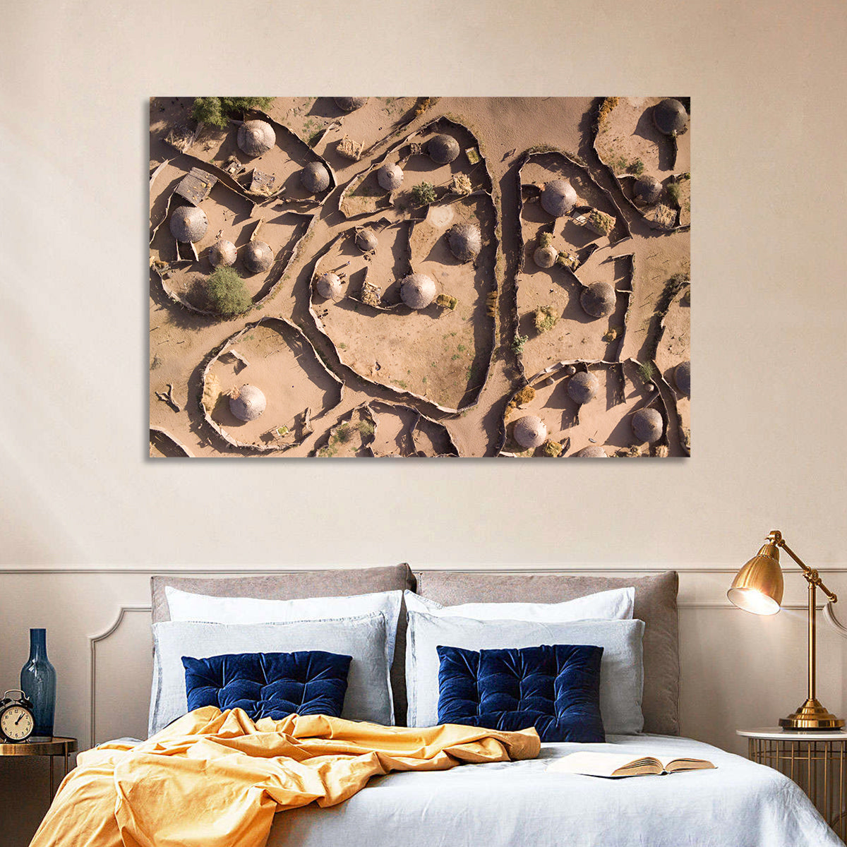 Thatched Huts in Chad Wall Art in a room, landscape