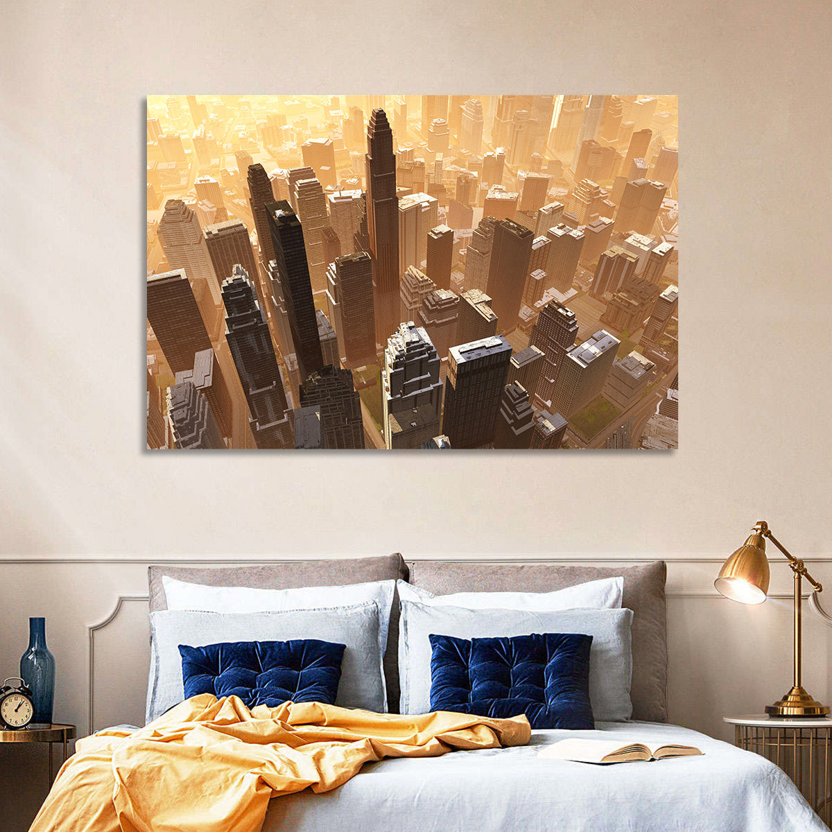 Arizona Skyscrapers at Golden Hour Wall Art in a room, landscape
