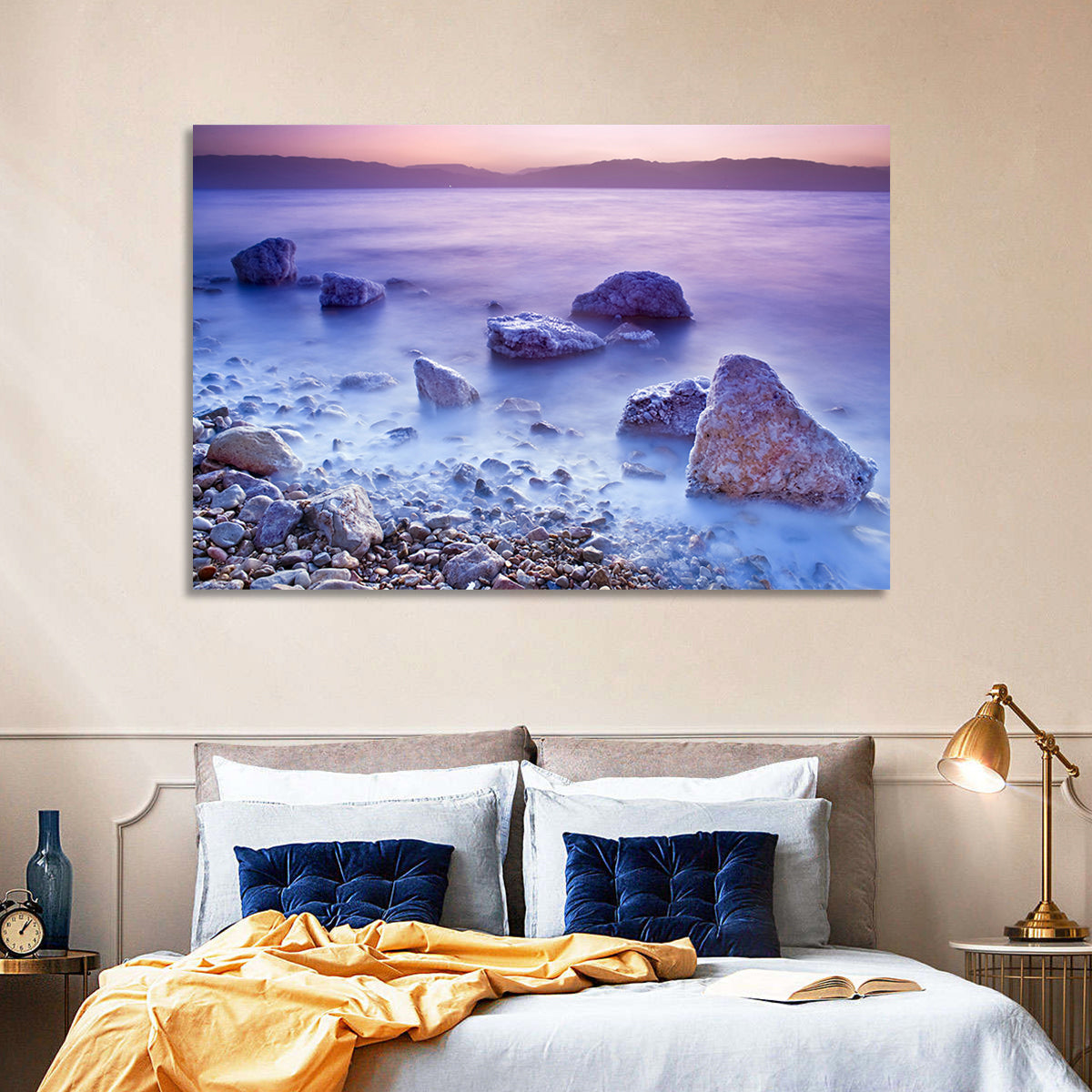 Dead Sea Salt Rocks at Dawn Wall Art in a room, landscape