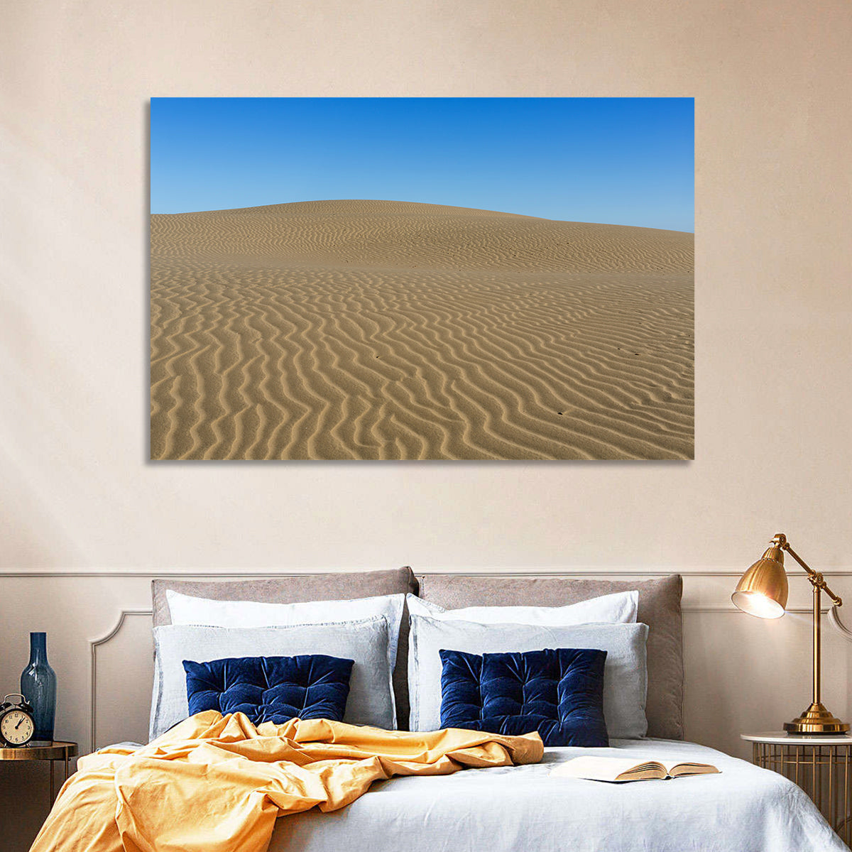 Namib Desert Rippled Sand Dunes Wall Art in a room, landscape