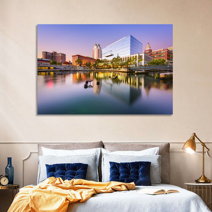 Providence River Skyline at Twilight Wall Art