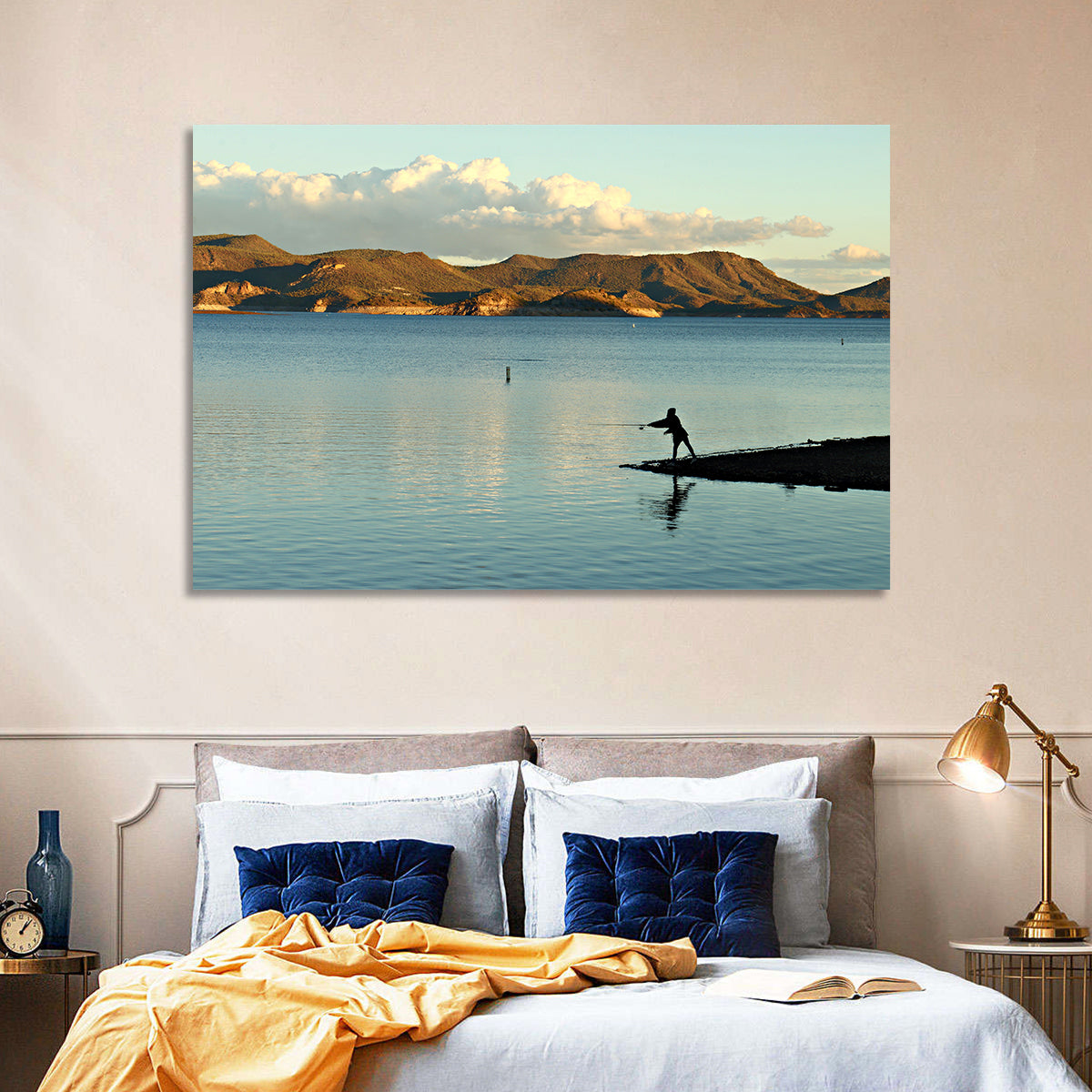Lake Pleasant Fisherman Silhouette Wall Art