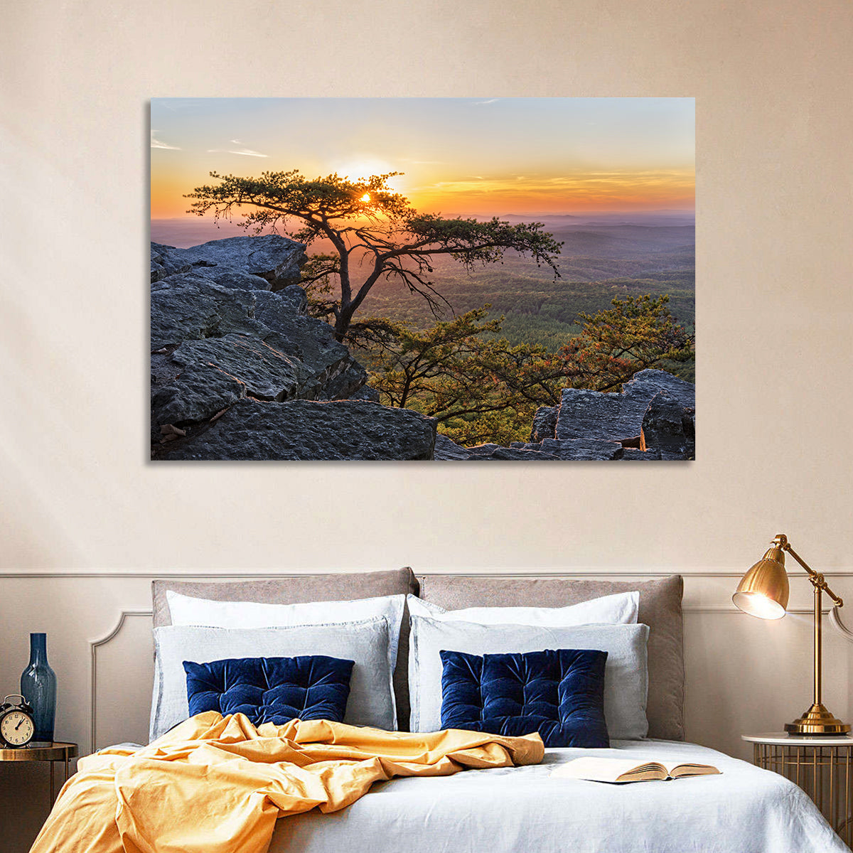 Cheaha State Park Sunset Over Pulpit Rock Wall Art in a room, landscape