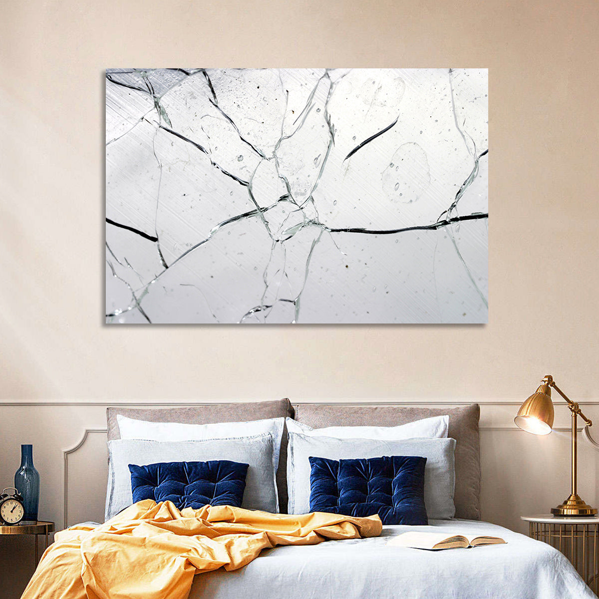 Fractured Glass Macro Study Wall Art in a room, landscape