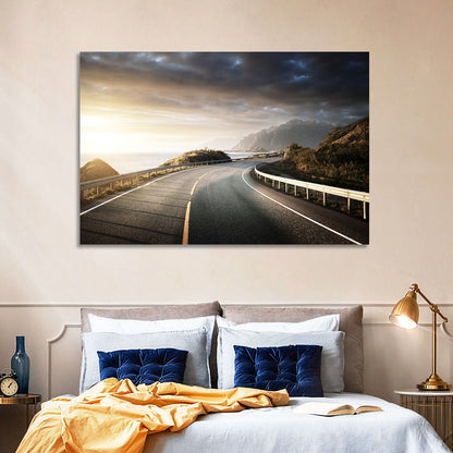 Golden Sunrise Coastal Road Wall Art
