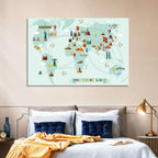 World Travel Map Illustration Wall Art