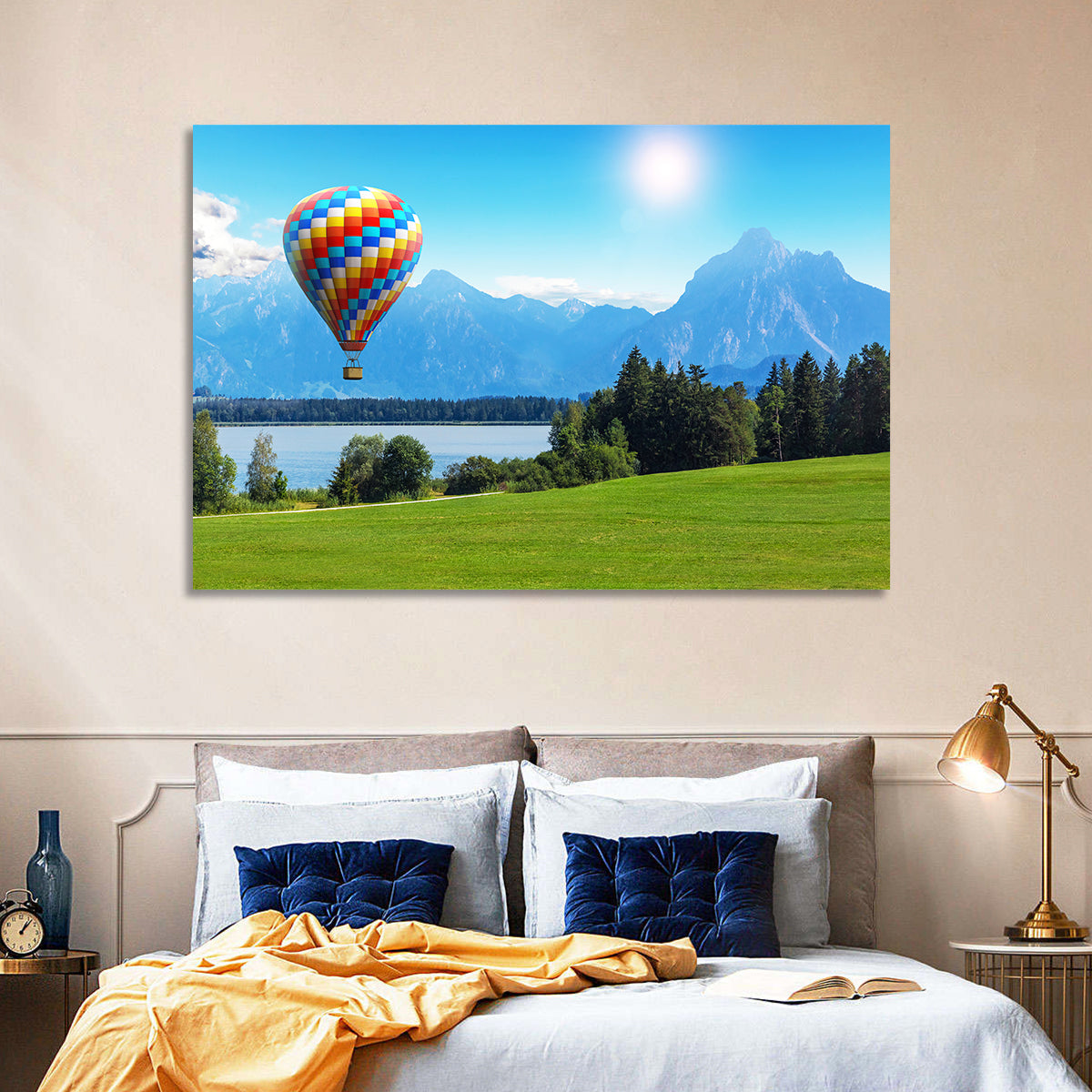 Bavarian Lake with Hot Air Balloon Wall Art