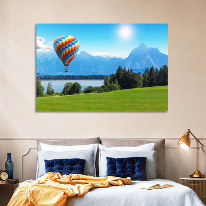 Bavarian Lake with Hot Air Balloon Wall Art