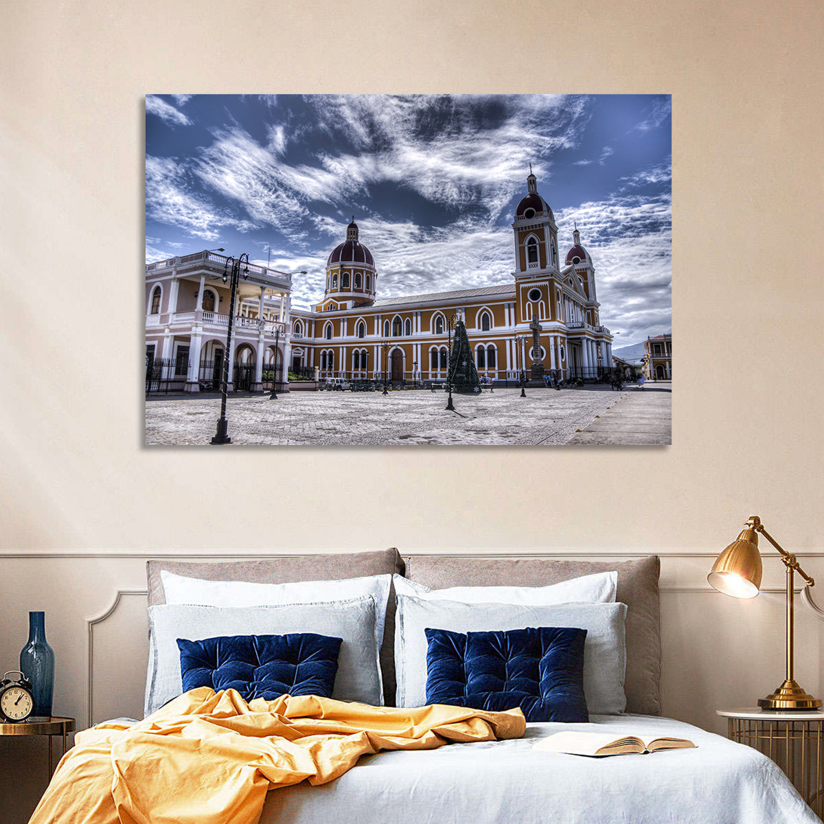 Cathedral of Granada Plaza Wall Art in a room, landscape